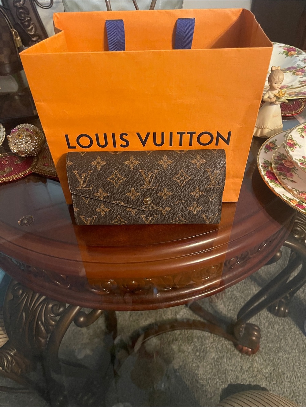 Louis Vuitton Brown Monogram Continental Wallet with Gold Hardware